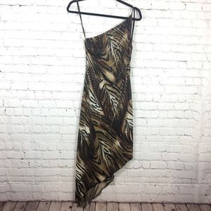 Cache Shimmer Animal Print Asymmetrical Dress 2